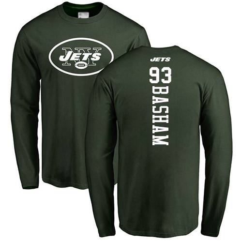 New York Jets Men Green Tarell Basham Backer NFL Football #93 Long Sleeve T Shirt->new york jets->NFL Jersey